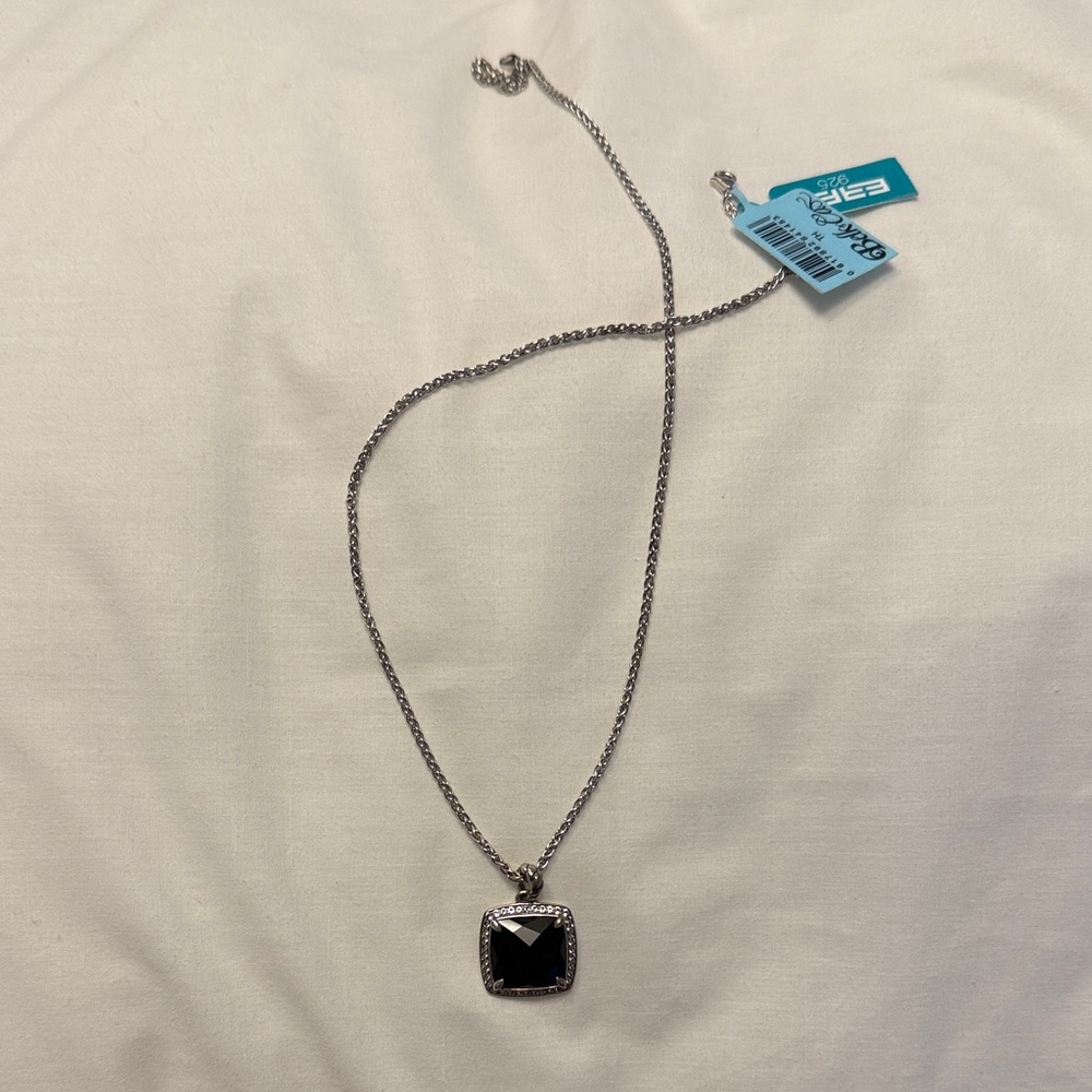 Effy Sterling Silver, Onyx & White Topaz Pendant Necklace